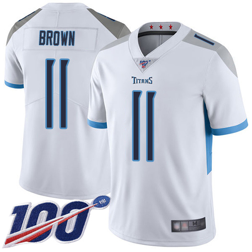 Tennessee Titans Limited White Men A.J. Brown Road Jersey NFL Football #11 100th Season Vapor Untouchable->tennessee titans->NFL Jersey